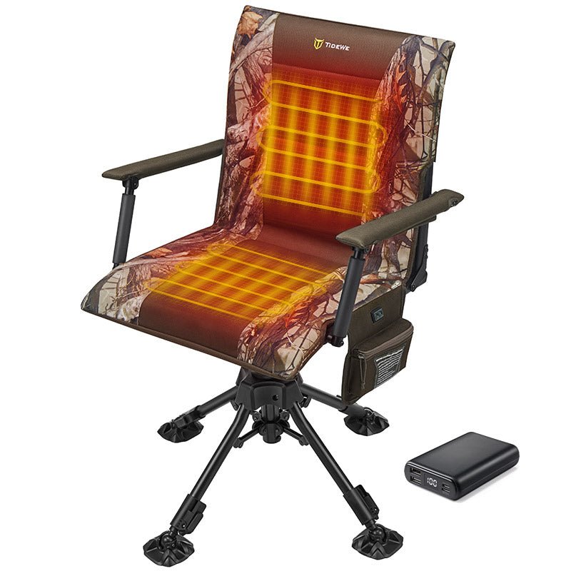 TideWe Heated Hunting Chair Adjustable Height 360° Swivel Blind Chair With Armrests